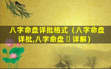 八字命盘详批格式（八字命盘详批,八字命盘 ☘ 详解）